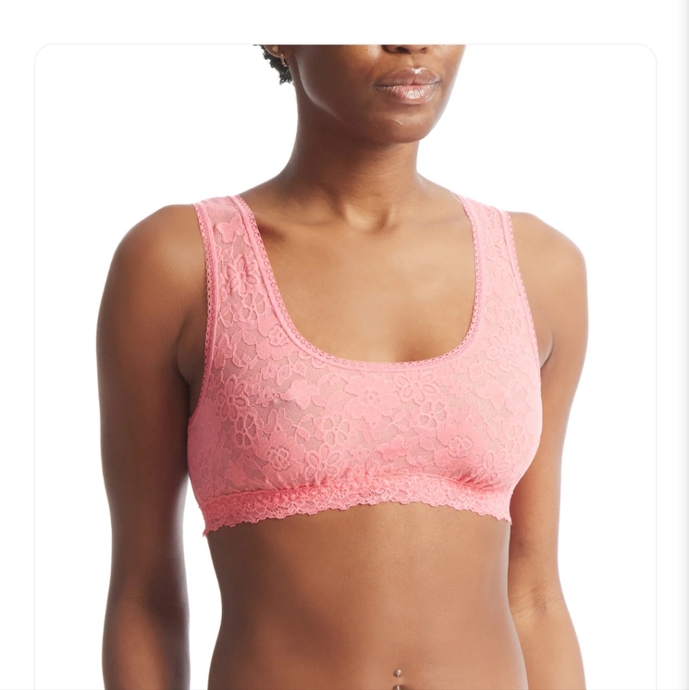 NWOT  HANKY PANKY  DAILY  LACE  SCOOP  NECK  LINED  BRALETTE, Size:Large